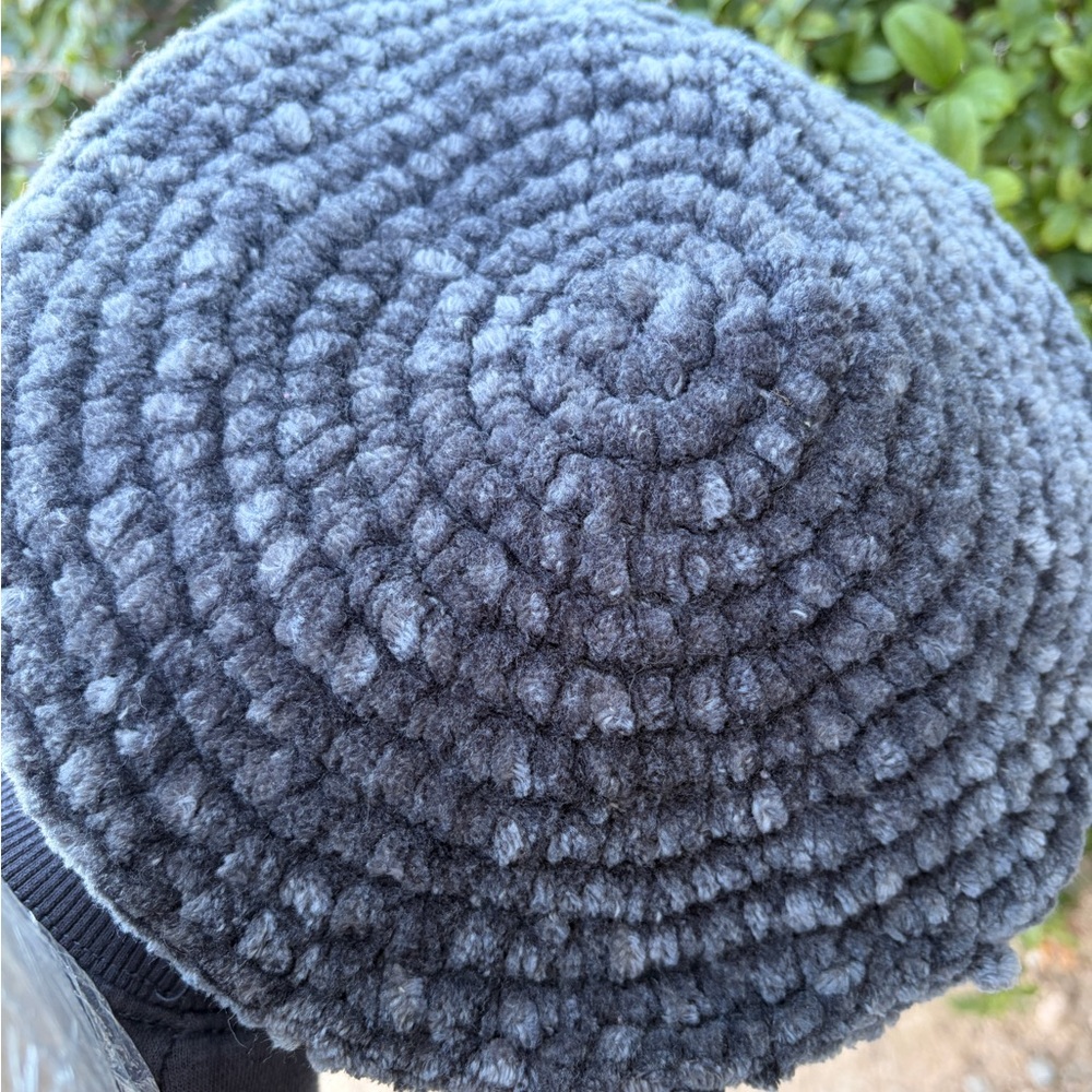 Grey crochet beret hat super warm and fuzzy perfect for cold weather